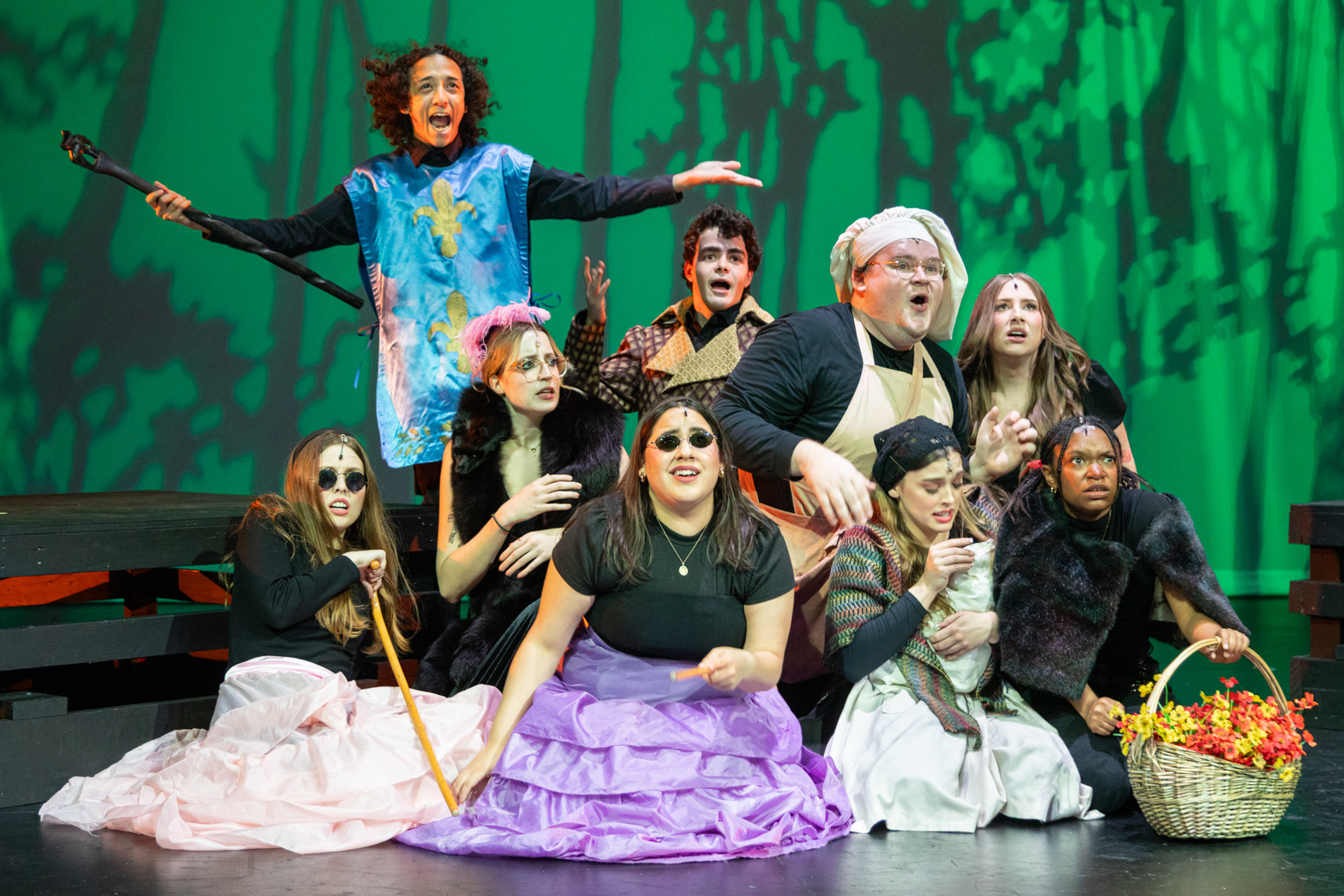 Student cast members perform inside Turner Auditorium during the opening night of "Into the Woods”.